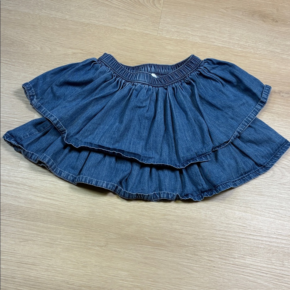 Hanna Andersson Blue Denim Tiered Flared Jean Skirt size 5T